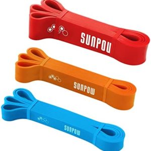 SUNPOW Pull Up Assistance Bands - Set of 3 Resistance Heavy Duty Workout Exercise Crossfit Stretch Fitness Bands Assist Set for Body, Instruction Guide and Carry Bag Included