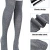 3 Pairs Triple Stripe Over the Knee Socks Extra Long Opaque Thigh High Stockings - Image 3