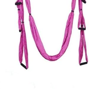 QueenLine Full Set 6 Handles Anti-Gravity Aerial Yoga Ceiling Hammock Flying Swing Trapeze Yoga Inversion Device Home Gym Hanging Belt Pink Poland