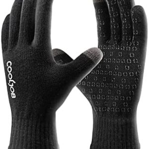 COOLJOB Warm Fleece Knit Winter Gloves for Men Women, Touch Screen Fingers, Non-slip Silicone Grip and Elastic Cuff