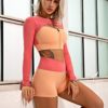 Workout Sets for Women 2 Piece Layered Cut Out Sport Bra and Warap V Waist Running Shorts Gym Yoga Clothes Tracksuit - Image 3
