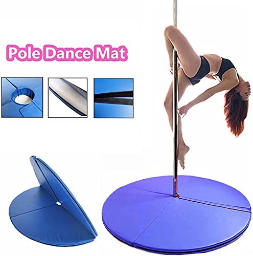 Pole Dance Mat, 120 CM Round Thicken Shock Absorption Foldable Pole Dance Crash Mat, Gymnastic Yoga Stripper Fitness Exercise Beginner Safety Protection Mat,Blue,120 × 3 CM - Image 2