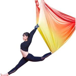 Gradation Colorful Anti-Gravity Yoga Hammock Flying Swing Aerial Traction Device Yoga Hammock Set Home Gym Hanging Belt (Color : A)