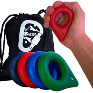 Kletra Outdoors Premium Set of 4 Teardrop Rings- Grip Strength Trainer Grips for a Complete Healthy Hand and Iron Grip- Hand Stretcher Hand Strengthener Donut Finger Training Climbing Fist Exerciser