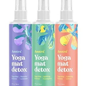 ASUTRA Organic Yoga Mat Cleaner Bundle Pack, 4 fl oz (Pack of 3) | Works for All Mats & No Slippery Residue | Restores and Refreshes Yoga Mats and Props | Citrus, Eucalyptus, and Lavender | Deep-Cleansing Natural Cleaner for Fitness Gear & Gym Equipment