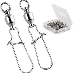 RIKIMARU Fishing Swivels Duo Lock Snap Ball Bearing Stainless Barrel Fast Fishing Lure Swivels High Speed Rotating