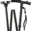 Folding Cane with Led Light, Adjustable Canes and Walking Sticks for Men and Women, Walking Cane Stick for Elderly with Cushion T Handle and Pivoting Quad Base for Hiking Mountain Climbing Backpacker - Image 3