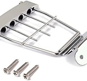 ULTNICE 4 String Guitar Trapeze Tailpiece Adjustable Guitar Tailpiec Bridge with Screws for Archtop Jazz Bass Guitar 15mm Spacing
