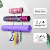 Yoga Mat Holder Wall Mount Yoga Mat Rack Storage Home Gym Accessories With 4 Hooks for Hanging Yoga Strap and Foam Roller Resistance Bands at Fitness Class or Home Gym - Image 2