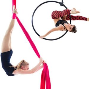 TEVEILS Aerial Yoga Hoop Kit Lyra Hoop Rings Equipment Include a Stainless Steel Lyra (32mm Tube Dia) & Carabiners & Swivel & Spanset
