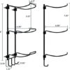 Yoga Mat Rack Wall Mount, Yoga Mat Holder Wall Mount, Yoga Mat Storage for Foam Roller and Yoga Brick, with 3 Hooks for Hanging Yoga Strap and Resistance Bands, Home Gym Decor, Gym Organization(Black) - Image 8
