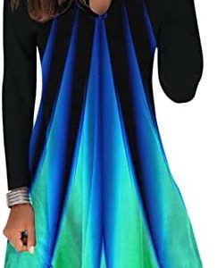 Women's Fall Clothes Casual Printed Long Sleeve Dress Hollow Round Neck Pullover Dress Casual Dresses