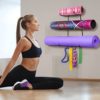 Yoga Mat Holder Wall Mount Yoga Mat Rack Storage Home Gym Accessories With 4 Hooks for Hanging Yoga Strap and Foam Roller Resistance Bands at Fitness Class or Home Gym - Image 6