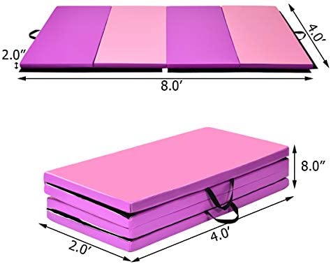 Giantex 4'x8'x2 Gymnastics Mat, Folding Anti-Tear Gymnastics Panel Mats w/Carrying Handles, Hook and Loop Fastener, Lightweight Tumbling Mat, Folding Gymnastics Mats for Fitness, Exercise - Image 5
