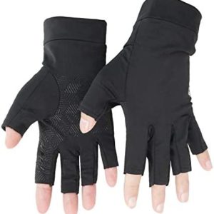 Luwint Grip Fingerless Workout Gloves - Anti Slip Half Finger Fitness Gloves for Men Women with Ice Silk Black