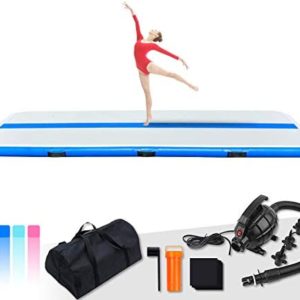 Tuxedo Sailor Inflatable Gymnastics Tumbling Mat Air Tumble Track 10/13ft 4/6in Thickness Air Floor Mat With Electric Air Pump for Gymnastics/Training/Home/Cheerleading/Water/Gym/Yoga