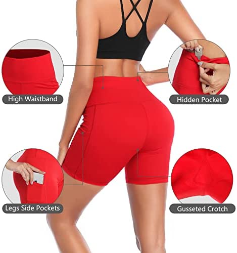 DAYOUNG Women Yoga Shorts High Waist Tummy Control Workout Biker Running Athletic Compression Short with Pockets - Image 5