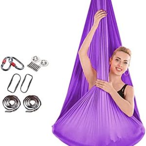YANGHUI Yoga Swing Hammock Aerial Yoga Swing Set Anti-Gravity Ceiling Hanging Yoga Hammock Yoga Swing Inversion 5M,Purple 1