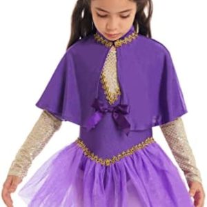 YiZYiF Girls Circus Trapeze Costume Inspired Princess Ruffled Tutu Cosplay Leotard with Arm Sleeves Sets