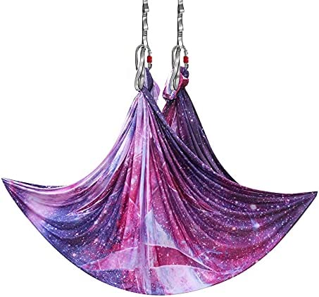 PRIOR FITNESS 5M Aerial Yoga Hammock Yoga Swing Set Premium Nylon Aerial Silk Fabric Yoga Strap Accessory with Carabiner, Daisy Chain for Bodybuilding,Workout, Indoor, Outdoor Rainbow - Image 9