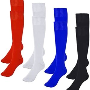 Dxhycc 4 Pairs Knee High Soccer Socks Unisex Sports Tube Socks Team Socks for Soccer, Basketball, Uniform and Everyday Wear