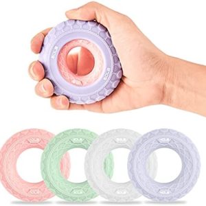 Grip Strength Trainer Set, Hand Grip Exerciser Strengthener and Finger Strengthener Rings, 5 PCS Silicone Squeezer Gripper for Adults Kids Elderly Strength Training Therapy (Color 2)