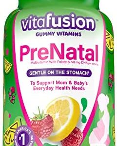 vitafusion PreNatal Gummy Vitamins, Lemon & Raspberry Lemonade Flavored Pregnancy Vitamins for Women, 90 Count