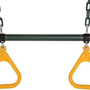 Jack and June Durable Playset Ring Trapeze Bar and Swing Combo with Large 50” Chains