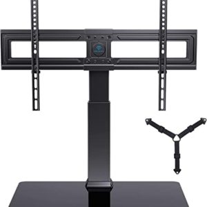 PERLESMITH Swivel TV Stand Universal Table Top TV Base for 32 to 65,70 inch LCD LED OLED 4K Flat Screen TVs - Height Adjustable TV Mount Stand with Safe TV Anti-tip Cable, VESA 600x400mm PSTVS03