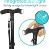 Vive Folding Cane with Light - Walking Adjustable Stick for Women, Men, Balance - Foldable Portable Collapsible Hand Balancing Mobility Aid - Lightweight, Heavy Duty, Comfortable - Swivel Quad Tip - Image 2