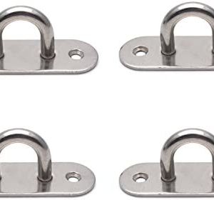 Antrader 4 Inches Length Ceiling & Wall Mount Anchor Bracket Hook for Aerial Training Straps, Crossfit Olympic Rings, Yoga Hammock Swing Suspension Stainless Steel Brushed Finish, Pack of 4
