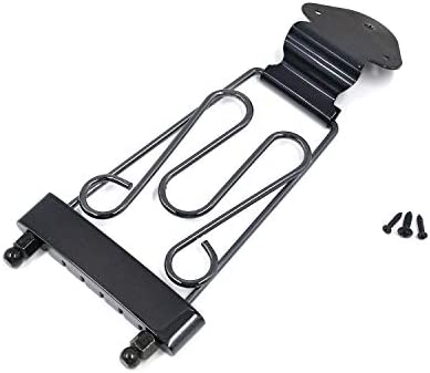 FarBoat 6 String Trapeze Tailpiece Guitar Bridge with Screws Vine Pattern for Jazz Archtop Electric Guitars (Black) - Image 2