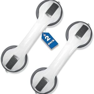 Shower Handle 2 Pack 12 inch Grab Bars for Bathroom Shower Handle with Strong Hold Suction Cup Grip Grab in Bathroom Bath Safety Grab Bar Handle Grab Bars for Bathroom Grey