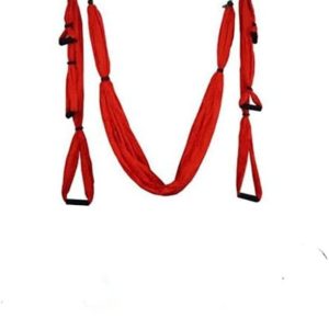 QueenLine Full Set 6 Handles Anti-Gravity Aerial Yoga Ceiling Hammock Flying Swing Trapeze Yoga Inversion Device Home Gym Hanging Belt Red Russian Federation