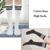 Chalier 3 Pairs Knee High Socks for Women Triple Stripe Tube Socks Knit Over the Calf Solid Color Knee Socks - Image 4