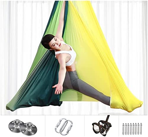 LJYT Aerial Anti-Gravity Yoga Hammock-Yoga Swing for Handstand Practice, Bold Nylon Chrysanthemum Rope, Carabiner Suspension Training (Color : C) - Image 2