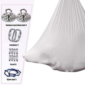 ZCXBHD Aerial Yoga Hammock Set 5mx2.8m Fitness Anti Gravity with 350 KG Load for Inversion Exercise Pilates Gymnastics (Color : Gray)