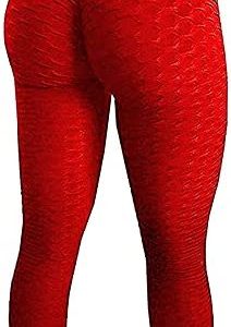 CROSS1946 Women's High Waist Textured Workout Yoga Pants Ruched Butt Lifting Booty Pants Tummy Control Push Up