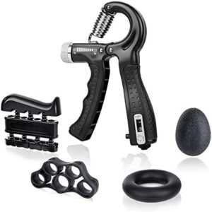 FITAWAY Grip Strength Trainer 5 Pack 22-132 Lbs Adjustable Resistance Hand Gripper, Finger Exerciser, Finger Stretcher, Grip Ring, Stress Relief Grip Ball