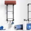 Yoga Mat Rack Wall Mount, Yoga Mat Holder Wall Mount, Yoga Mat Storage for Foam Roller and Yoga Brick, with 3 Hooks for Hanging Yoga Strap and Resistance Bands, Home Gym Decor, Gym Organization(Black) - Image 2