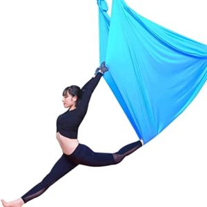 YANGHUI Aerial Yoga Hammock,Aerial Yoga Swing Set,Ultra Strong Antigravity Yoga Hammock/Sling/Inversion Tool for Improved Yoga Inversions,Blue 1,5m