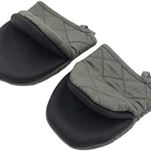 Neoprene Mini Oven Mitts, 2 Pack Short Oven Mitts 500 Degree Heat Resistant Gloves Potholder to Protect Hands with Non-Slip Grip Surfaces and Hanging Loop for Hand Hot Pot Cookware/Bakeware