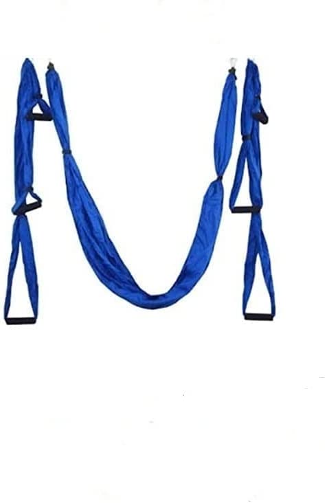 QueenLine Full Set 6 Handles Anti-Gravity Aerial Yoga Ceiling Hammock Flying Swing Trapeze Yoga Inversion Device Home Gym Hanging Belt Blue Russian Federation