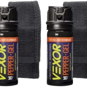 VEXOR® Pepper Gel from Zarc™, Maximum Strength Police Pepper Spray, Gel is The Future, Full Axis (360°) Technology Shoots from Any Angle 18-feet, Flip-top Safety and Belt Holster Included