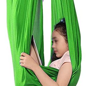 AGGJ Premium Aerial Silks Equipment for with Autism ADHD Aspergers Included Connecting Rope Extension Belt Steel Lock (Color : Green, Size : 150x280cm)