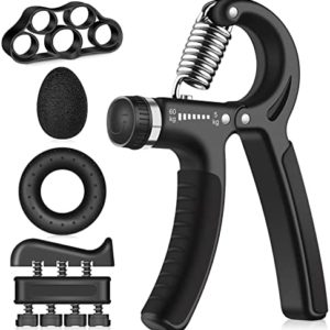 Hand Grips Strengthener Kit 5 Packs, Adjustable Resistance Grip Strength Equipment, Non-Slip Forearm Strengthener, Hand Grip Band, Grip Ring, Stress Ball, for Musicians Athletes, Hand Injury Recovery