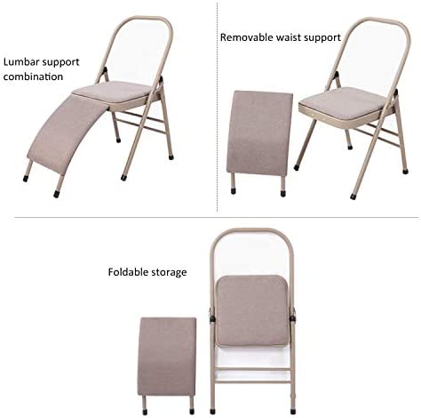 INNOLIFE Yoga Auxiliary Chair with Lumbar Back Support for Iyengar Foldable Balance Training (Grey) - Image 3