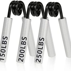 Hofgleaq Metal Hand Grip Strengthener, 3 Pack (150, 200, 250 lbs), No Slip Heavy-Duty Finger, Wrist & Forearm Exercise Strengthener for Home Office & Gym, Muscle Building Grip Strength Trainer