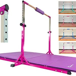 MARFULA Adjustable Gymnastics Bar with Mat 6 Ft Base Kip Bar with Mat Gymnastics Horizontal Bar with Mat Gymnastics Training Bar Equipment with Mat for Kids and Gymnast Exercise Home and Gym Club Use