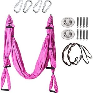 Newmind Aerial Yoga Hammock with Carabiner Tool Fitness for Pilates Adult Gymnastics Exercise, Pink
